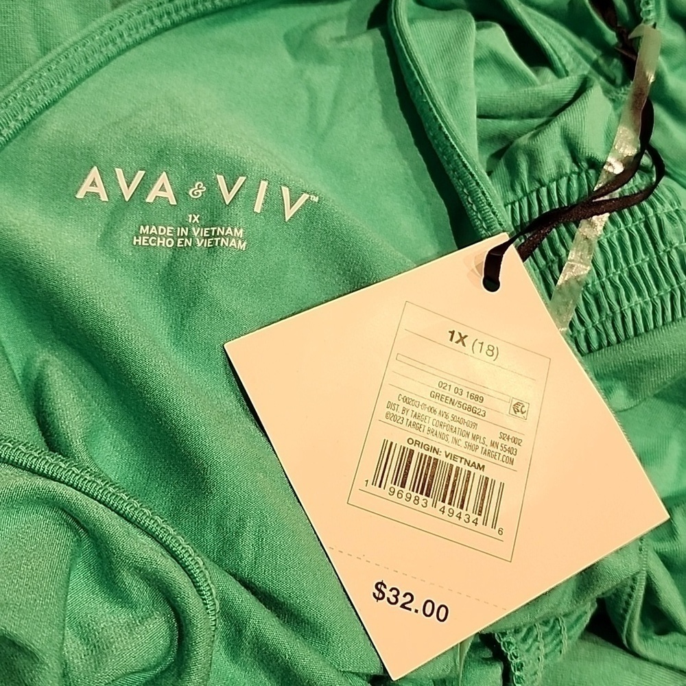 Ava & Viv - Women's V-Neck A-Line Maxi Dress in Aqua Green - Picture 10 of 11